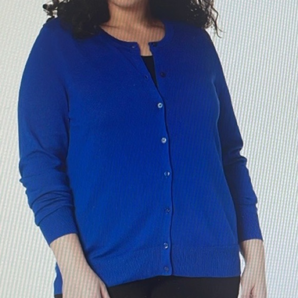 Electric blue cardigan sweater